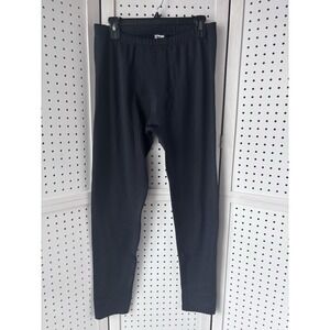 Kombi Men's Lg Black Base Layer Fleece Lined Pants Stretch Pull On Thermal EUC